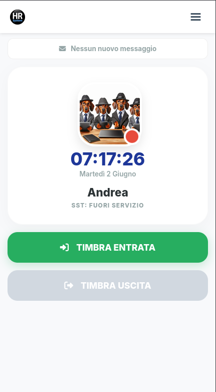 Screenshot Interfaccia Timbratore
